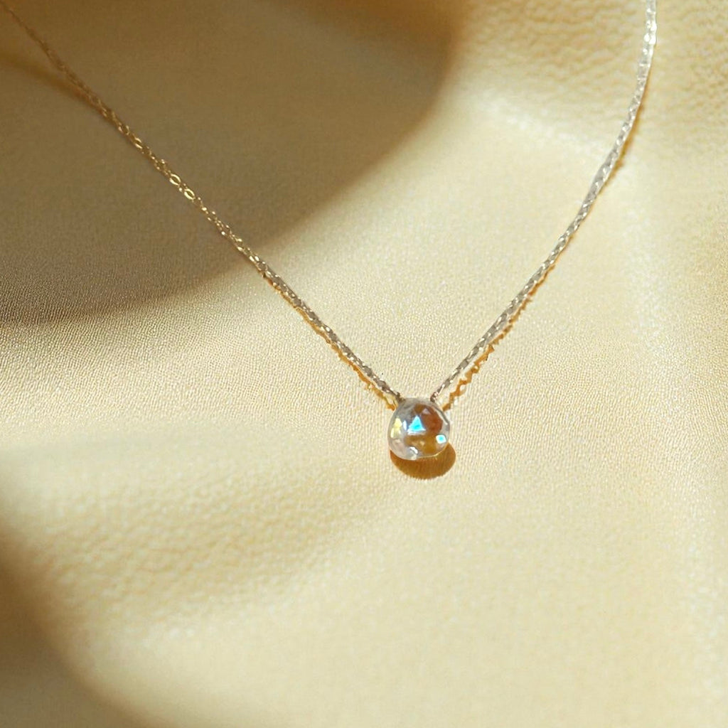 Rainbow Quartz Heart Drop on Chain HOPE - CREATIVITY - LUCK