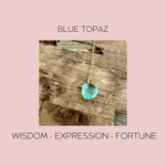 Blue Topaz Heart Drop on Chain WISDOM - EXPRESSION - FORTUNE