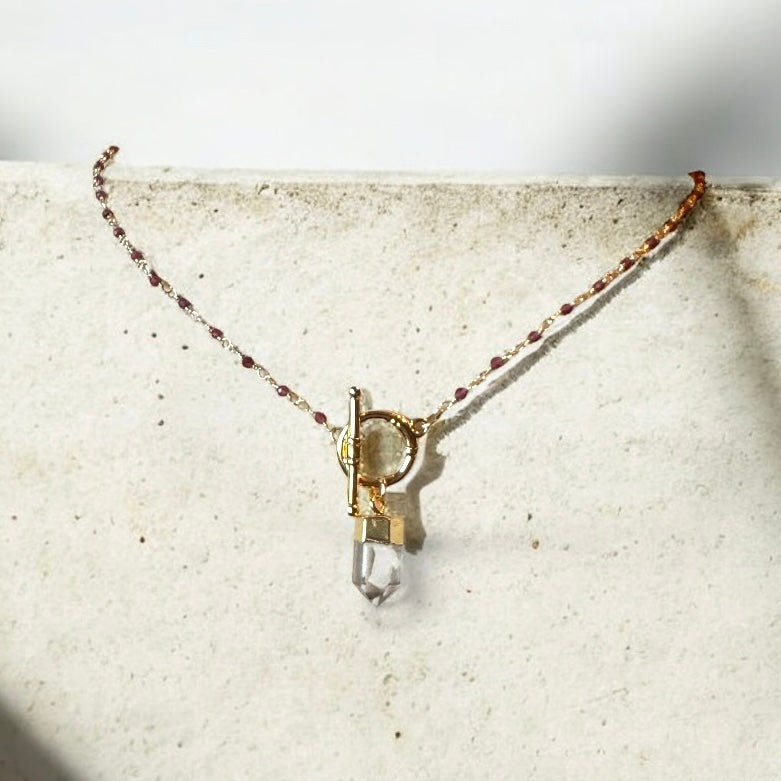 Semi-Precious Stone Chain with Toggle and Crystal - Multiple Stone Chain Options