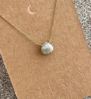 Silverite (Mystic Moonstone) Heart Drop on Chain LOVE - CONFIDENCE - STRENGTH