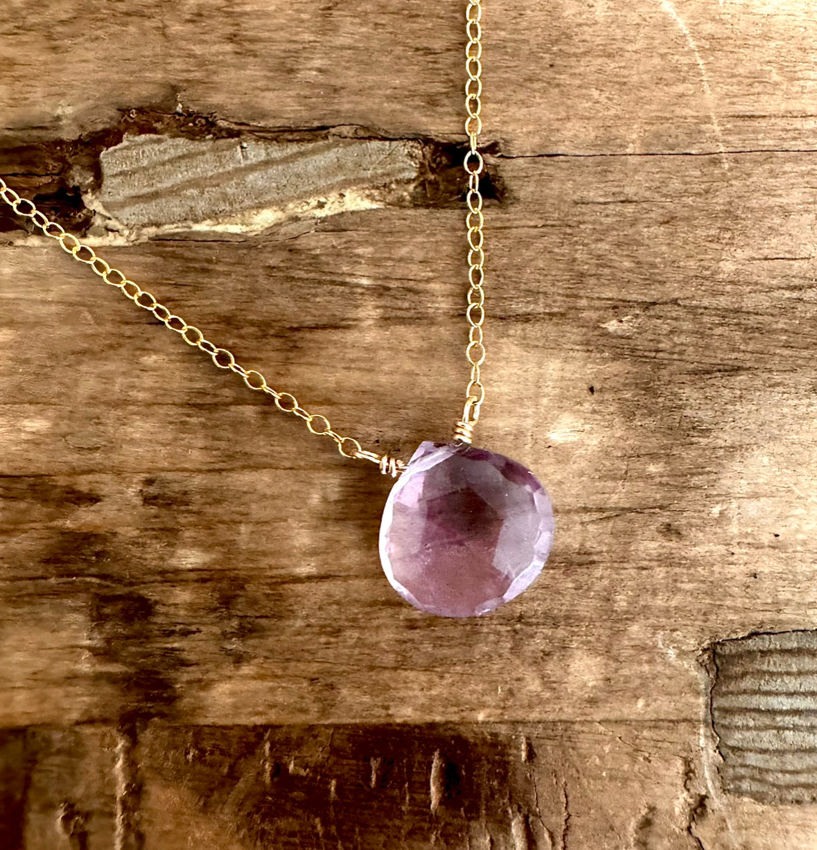 Amethyst Heart Drop on Chain  BALANCE - CLARITY - CALM
