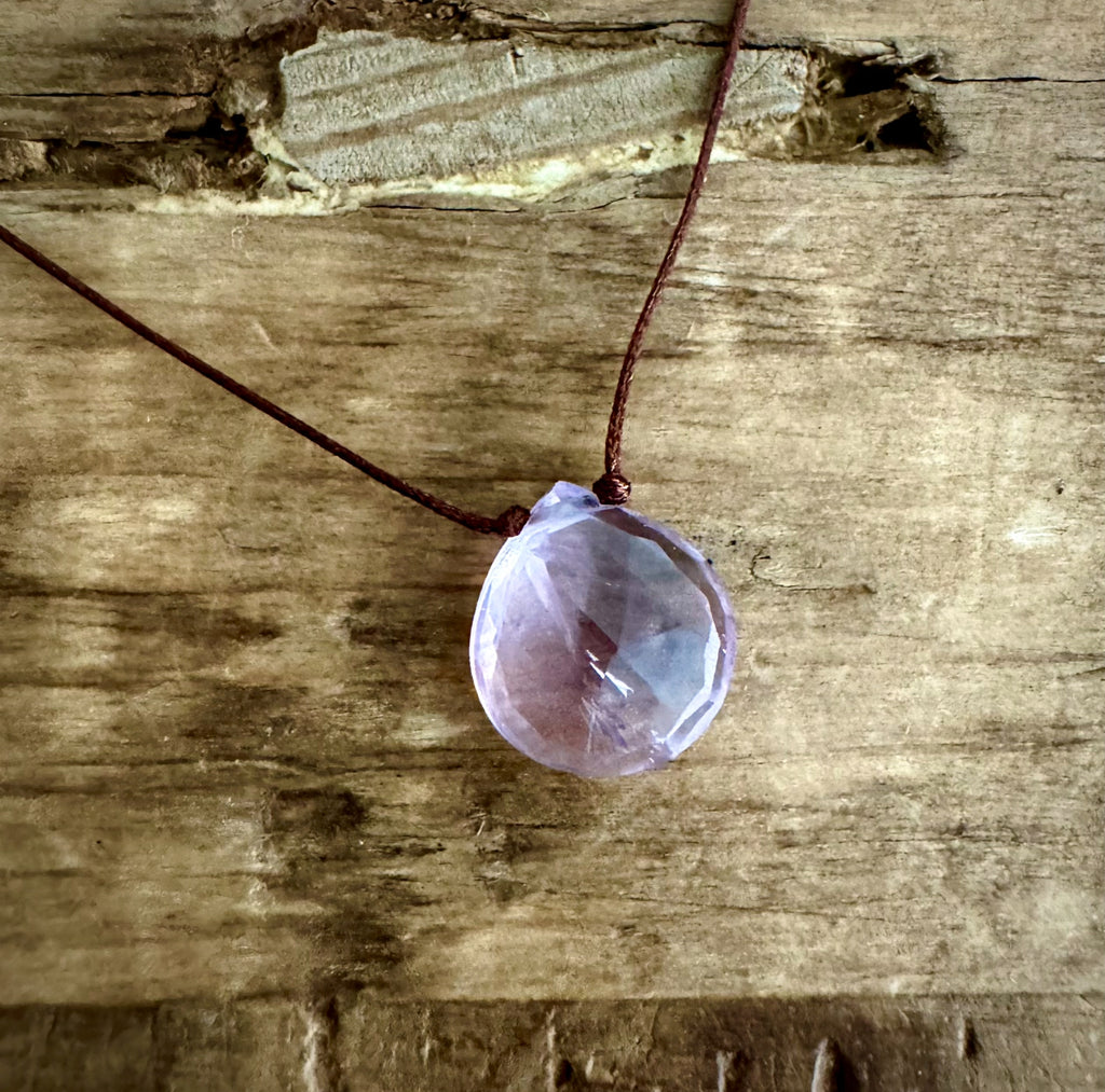 Amethyst Heart Drop on Cord BALANCE - CLARITY - CALM
