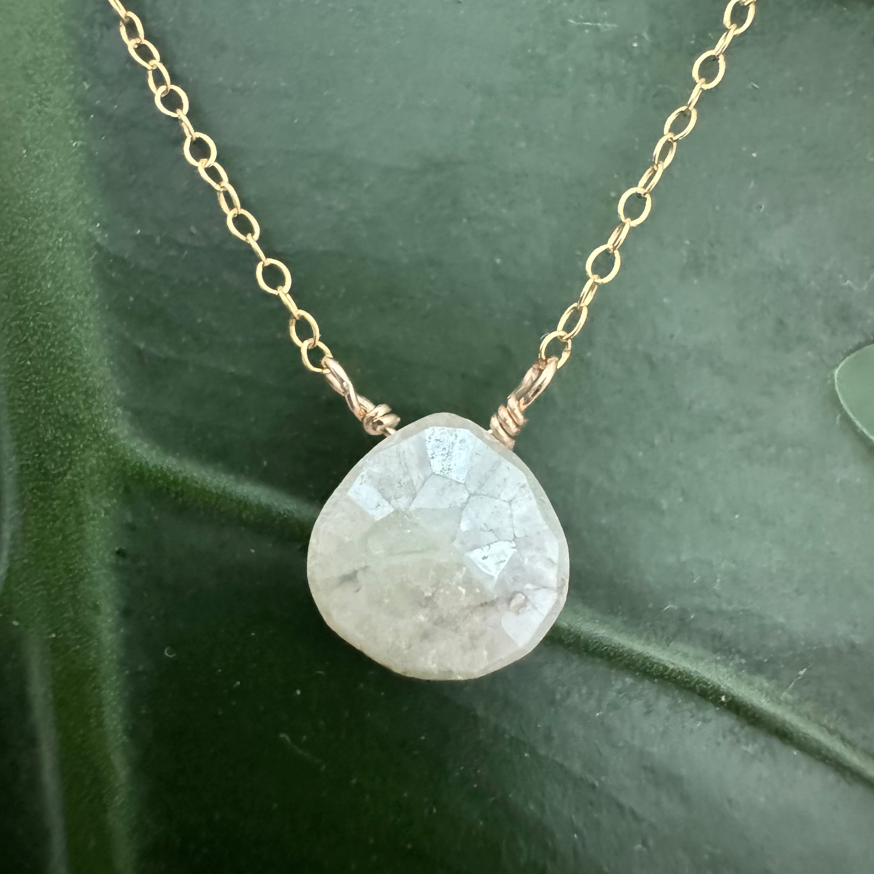 Silverite (Mystic Moonstone) Heart Drop on Chain LOVE - CONFIDENCE - STRENGTH