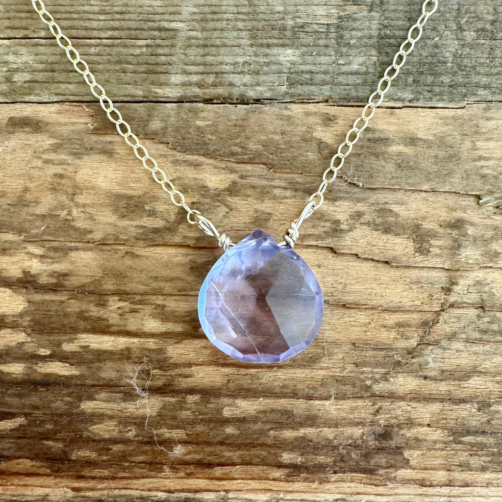 Amethyst Heart Drop on Chain  BALANCE - CLARITY - CALM