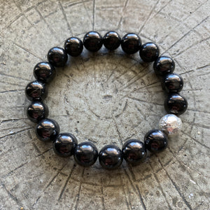 Shungite Bracelet with Sterling Silver Guru Bead