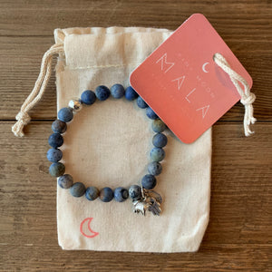 Sunset Dumortierite with Sterling Silver Guru bead (choice of 3 mini charms)