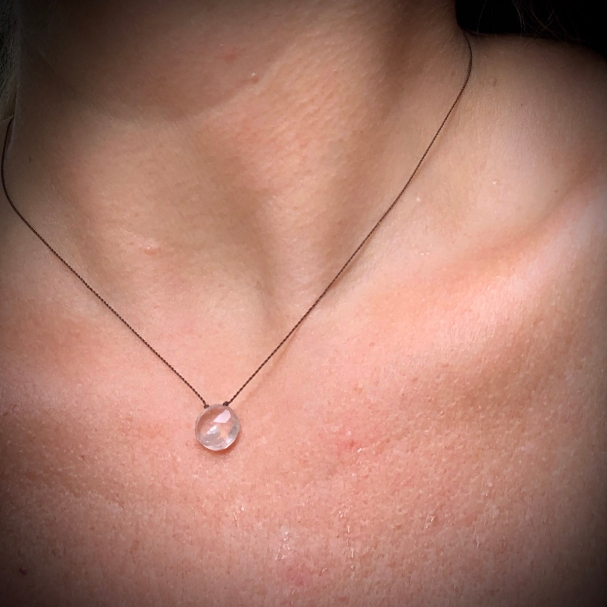 Rose Quartz Heart Drop on Cord  LOVE - CALM - COMPASSION