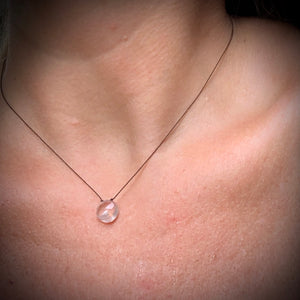 Rose Quartz Heart Drop on Cord  LOVE - CALM - COMPASSION