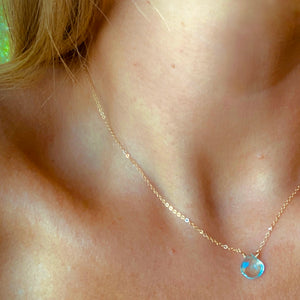 Blue Topaz Heart Drop on Chain WISDOM - EXPRESSION - FORTUNE