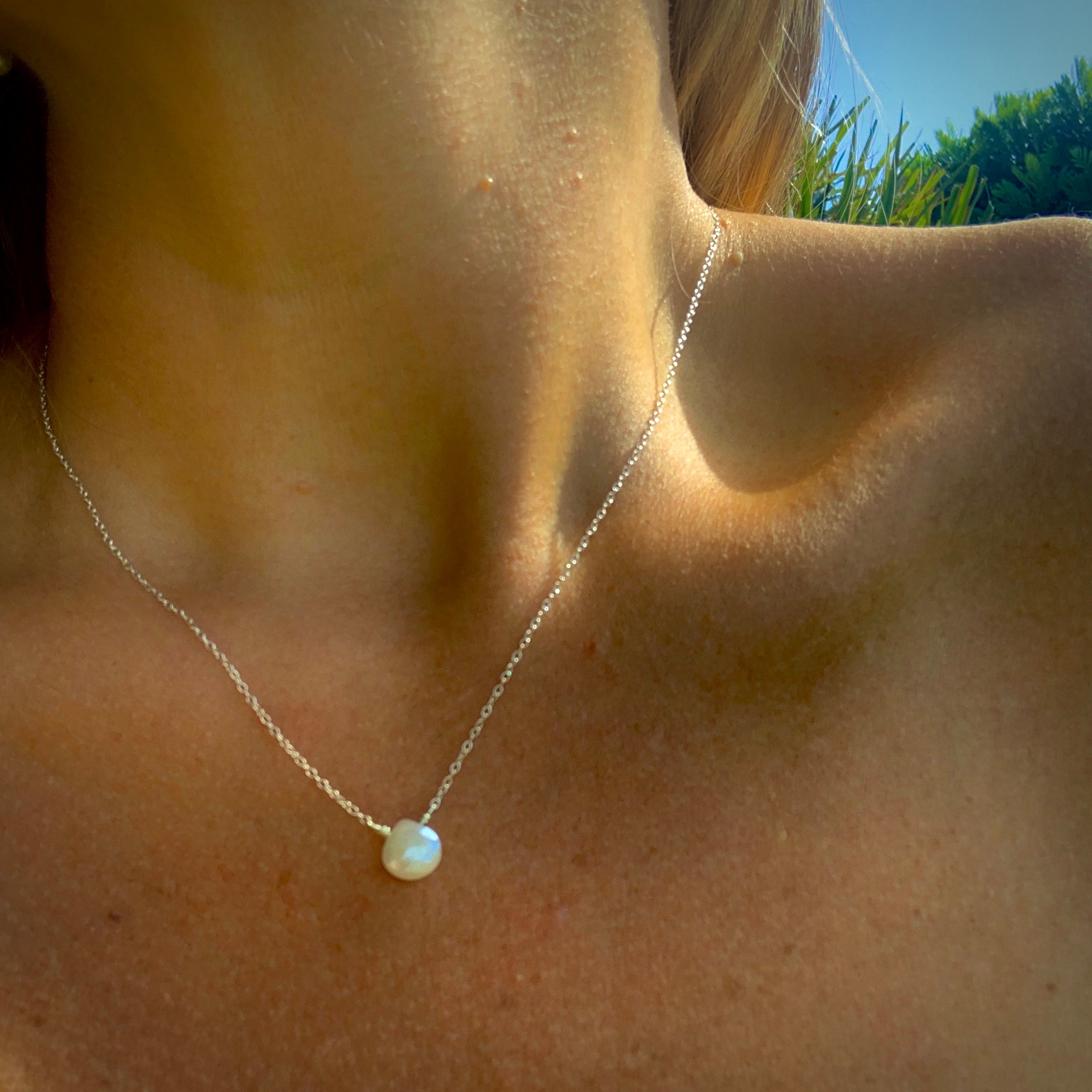 Silverite (Mystic Moonstone) Heart Drop on Chain LOVE - CONFIDENCE - STRENGTH