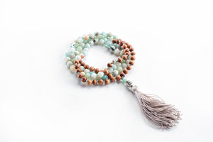 Amazonite and Blue Topaz with Sandalwood Mala